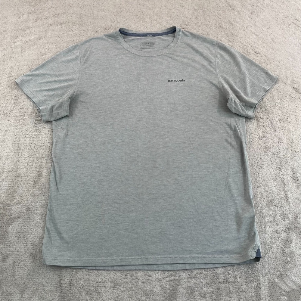 Patagonia Nine Trails T Shirt Men Large Grey Real Kilroy Logo Performance Crew